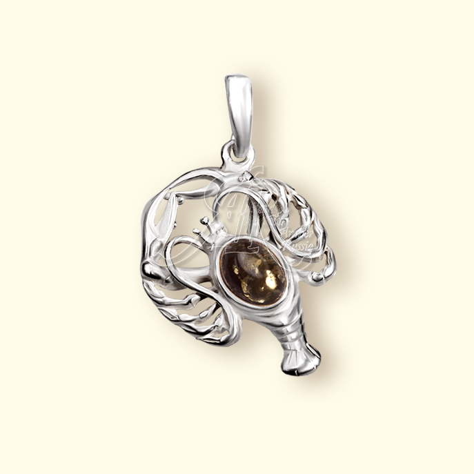 Подвеска Посеребрение, янтарь