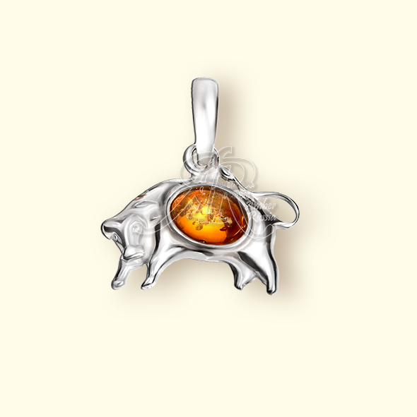 Подвеска Посеребрение, янтарь